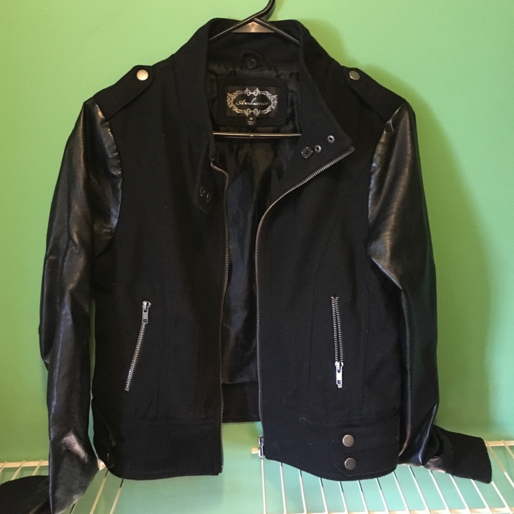 pleather mid crop jacket